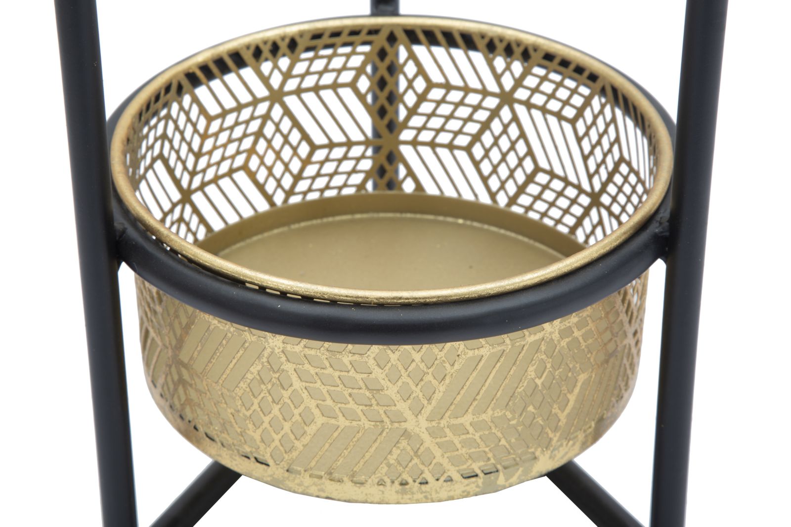 Porta Vasi Doppio Ø23x80 cm in Ferro Nero e Oro