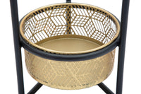 Porta Vasi Doppio Ø23x80 cm in Ferro Nero e Oro