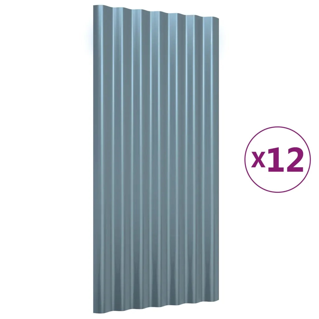 Pannelli Tetto 12pz Acciaio Verniciato a Polvere Grigio 80x36cm cod mxl 61312