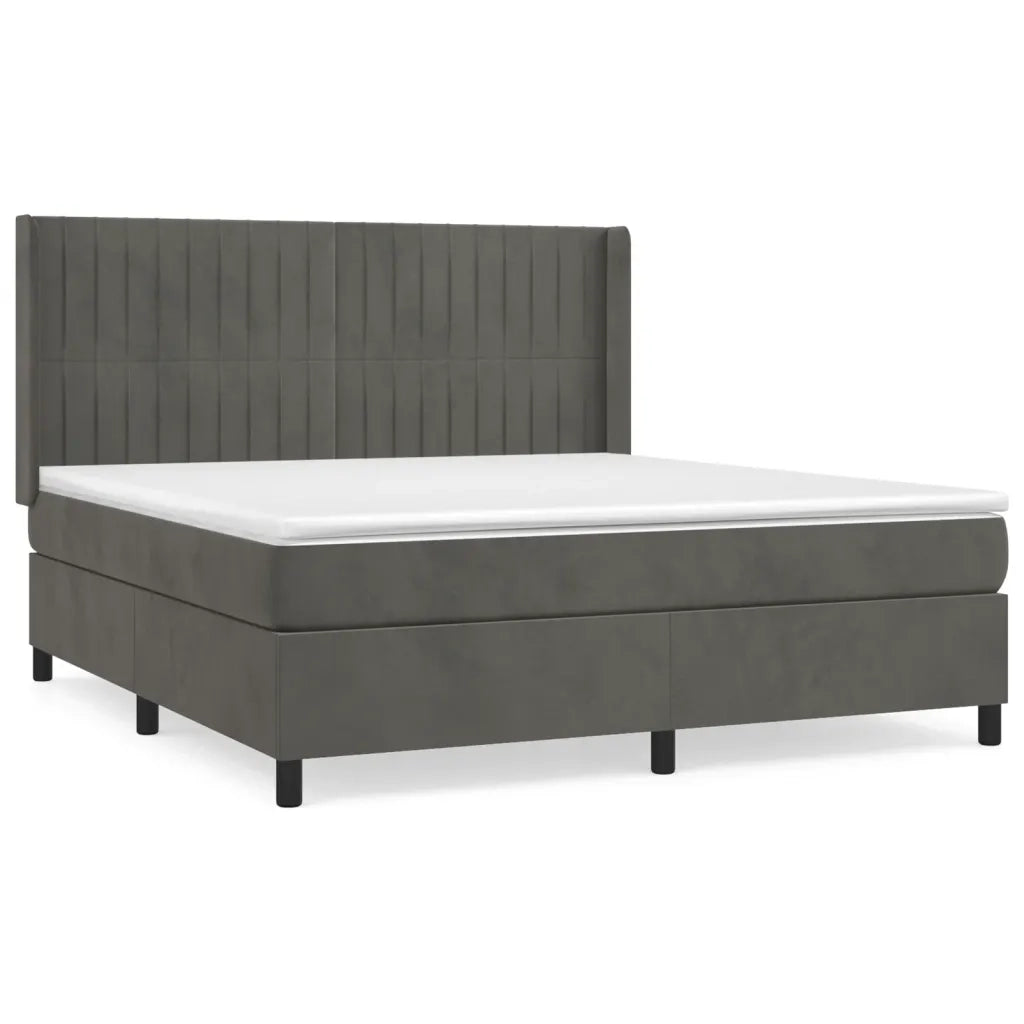 Giroletto a Molle con Materasso Grigio Scuro 180x200 cm Velluto 3132814
