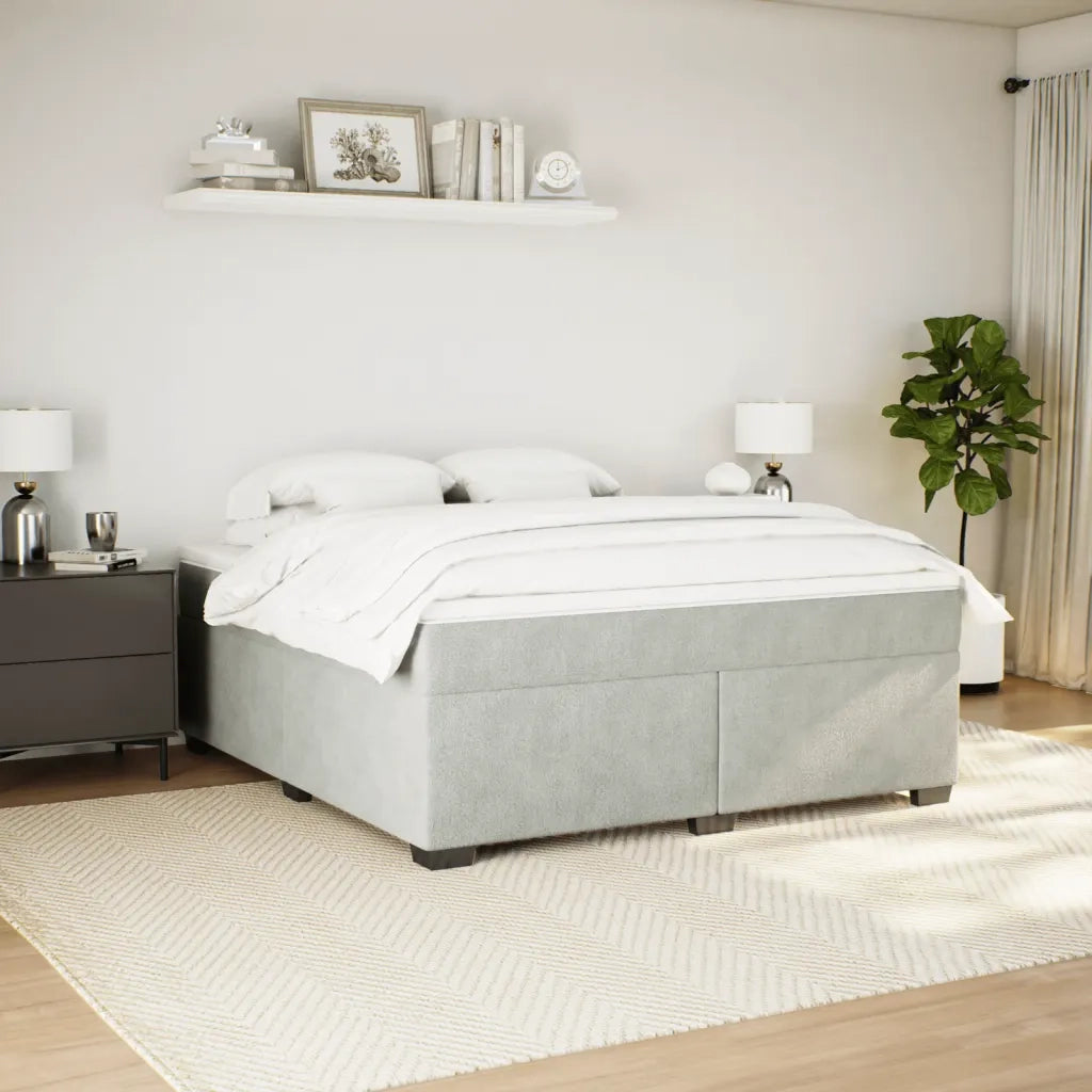 Giroletto a Molle con Materasso Grigio Chiaro 180x200cm Velluto