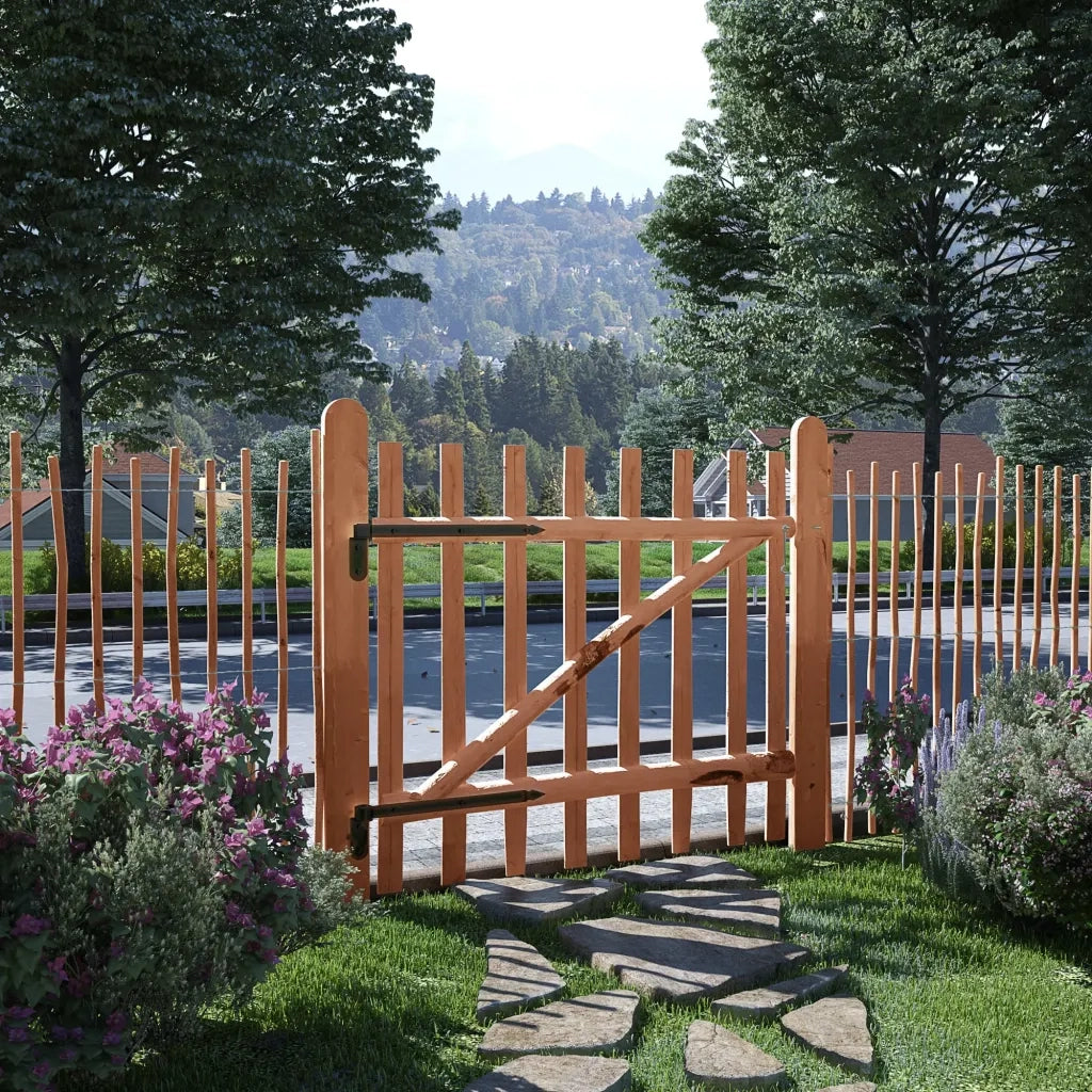 Cancello Singolo Recinzione Legno Nocciolo Impregnato 100x90 cm 142595