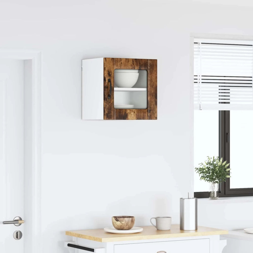 Pensile da cucina | Mobile in vetro da parete LUCCA Rovere Fumo 40 x 31 x 40 cm