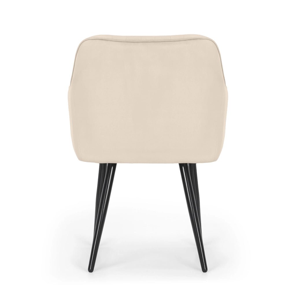 Set di 6 Sedie in velluto con cuciture verticali FLORENCE Beige gambe nere