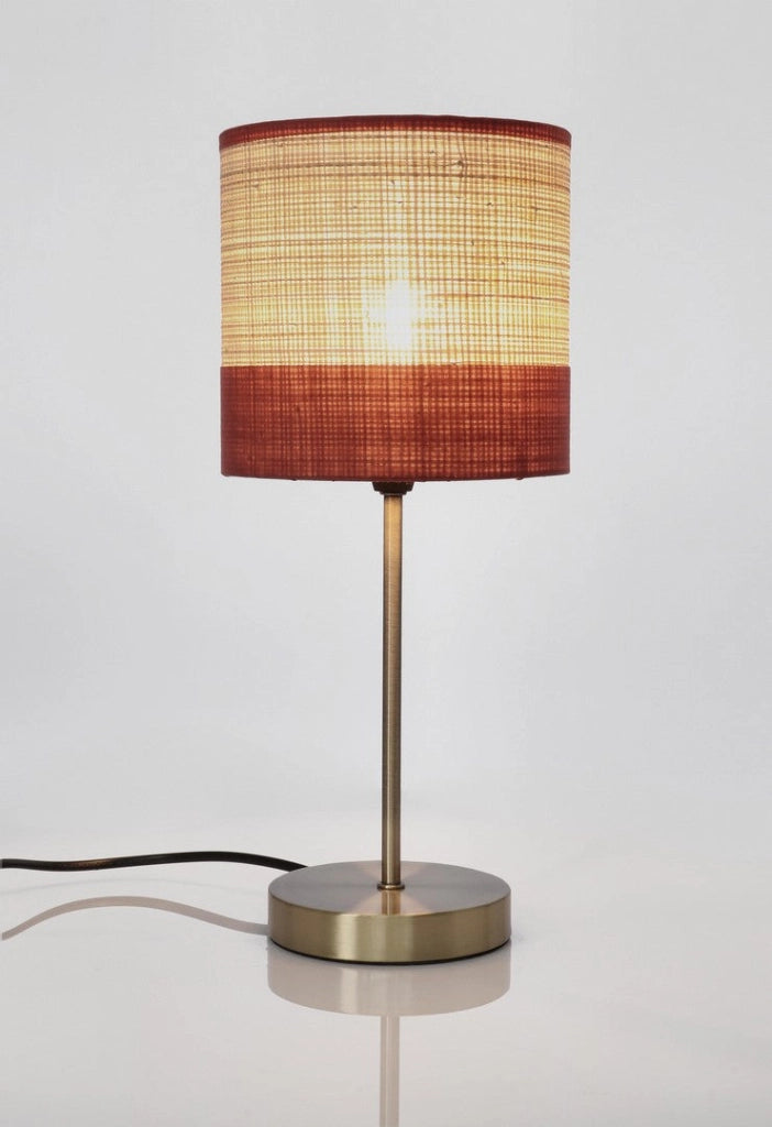 Lampada da Tavolo con Base in Acciaio e Paralume in Rafia - ZAIN