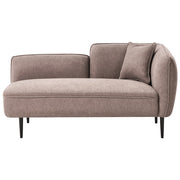 Chaise longue destra in poliestere marrone con cuscino e gambe metallo stile moderno