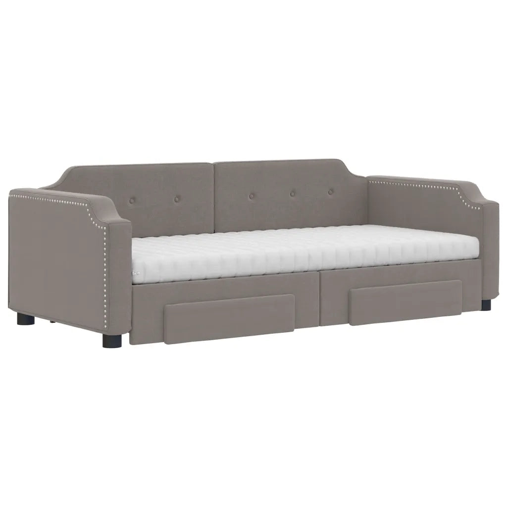 vidaXL Divano Letto Estraibile con Cassetti Tortora 90x200 cm Tessuto