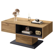 Tavolino da caffè 100x50x46.5 cm; doppio spazio contenitivo con vano interno; truciolare; grigio