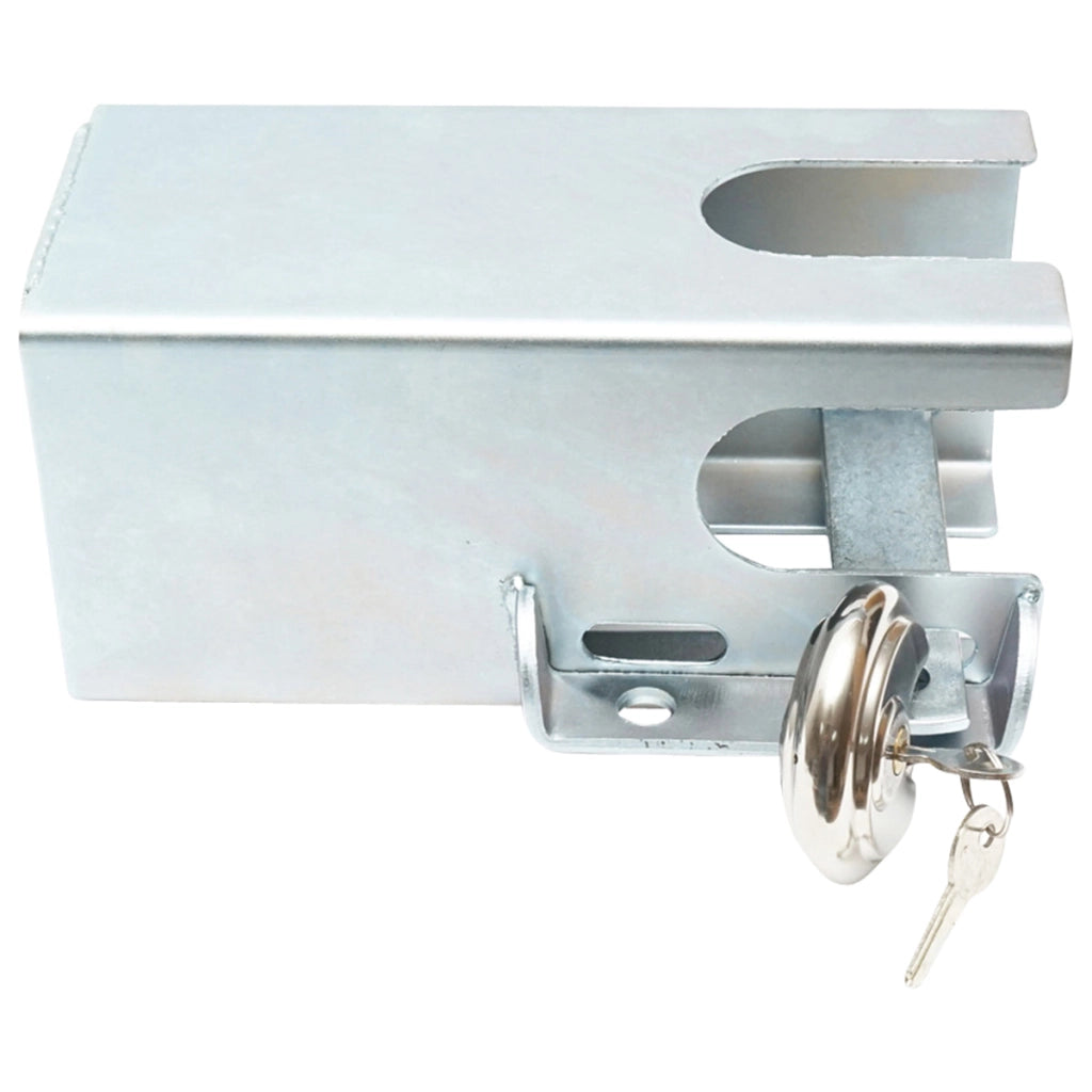 Serratura antifurto in acciaio inox con due chiavi, 110x110x217mm per gancio di traino Breckner Germany