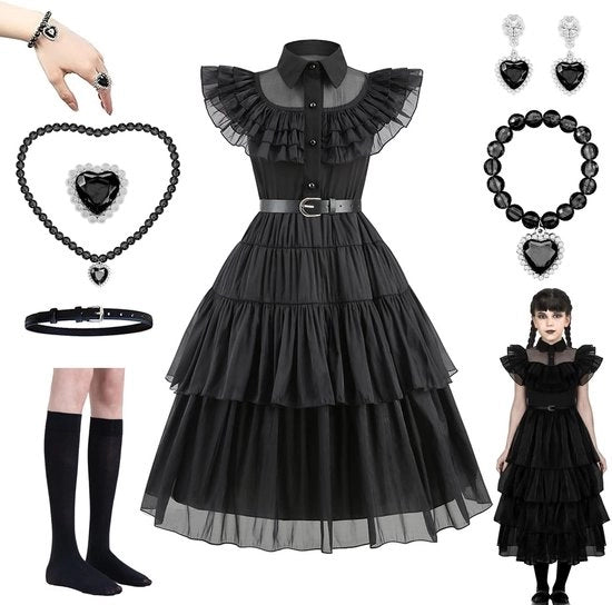 Costumi Halloween nero - Abbigliamento da costume per adulti - Cosplay - Costume da film - Costume donna - Ideale per Carnevale