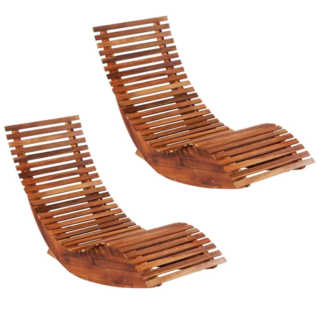 Sedia a Sdraio a Dondolo 2 pz in Legno di Acacia cod mxl 47219