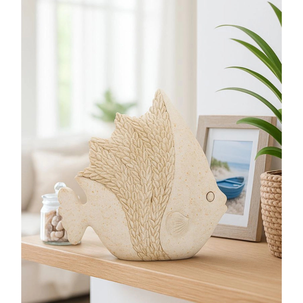 Scultura Pesce 1, Beige, Poliresina, 16,7x6,5x16,8 cm