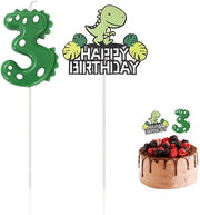 Candela decorativa per torta - Dinosauri - Candelabro verde - 1 pezzo - Materiale: Paraffina - Dimensioni: 20 x 9,2 x 1 cm - Candelabro per torta