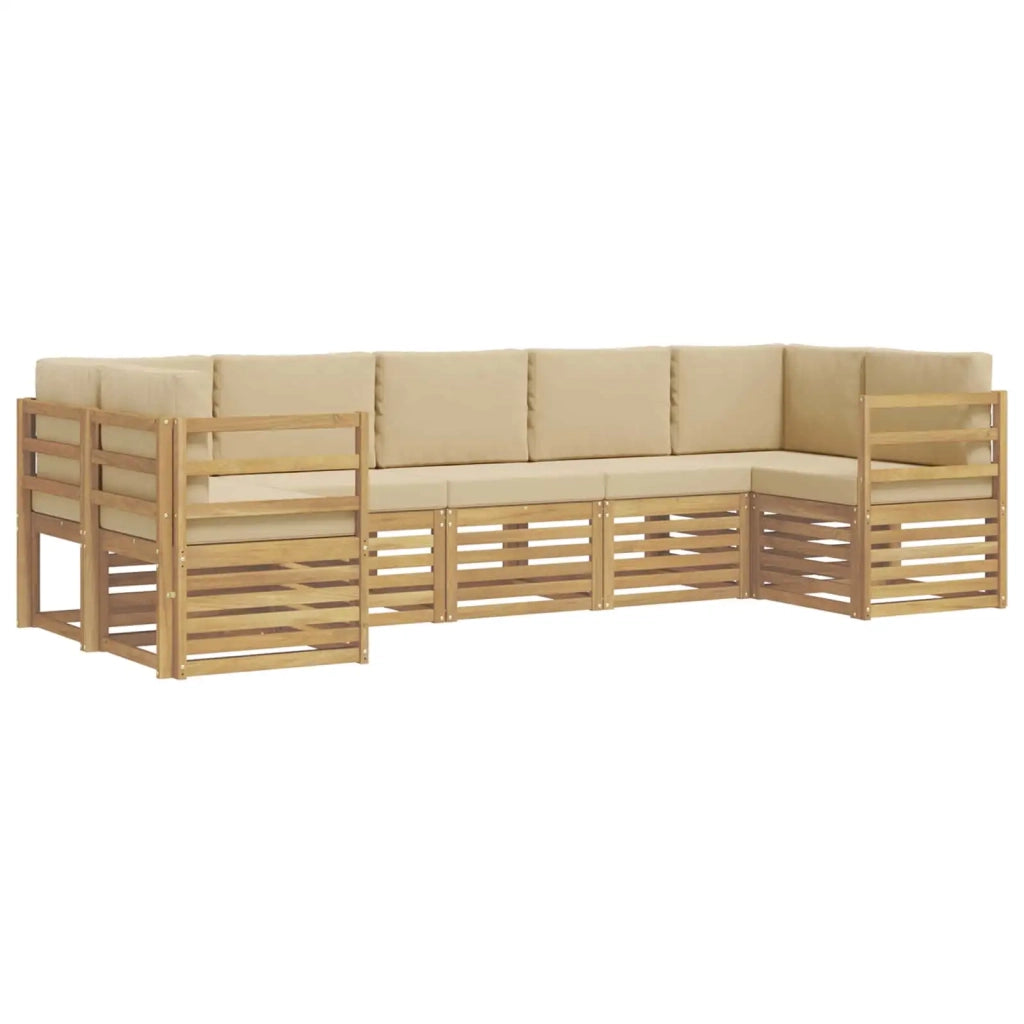 Set divano sezionale 7 pcs Bianco e Beige 304 x 126,5 x 73 cm