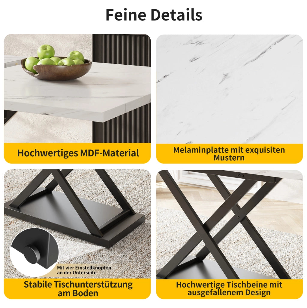 Tavolo da pranzo allungabile 120-160x80 cm bianco e nero