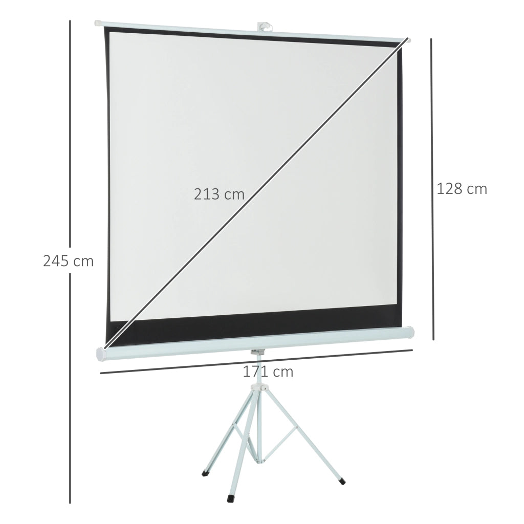 EasyComfort Telo Proiettore da 84 Pollici 4K HD Formato 4:3 con Treppiede Pieghevole e Altezza Regolabile, Schermo Proiettore Portatile, Grandangolo di 160 Gradi, per Casa, Home, Cinema, Esterno, Bianco