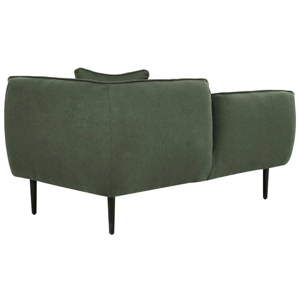 Chaise longue Destra in poliestere verde scuro con cuscino e gambe metallo da salotto