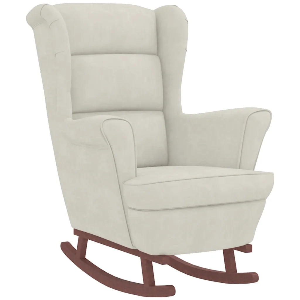 Sedia a dondolo con schienale alto in velluto crema 3121239