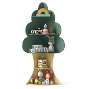 Libreria ad albero per bambini con sistema anti-ribaltamento, Libreria angolare salvaspazio per sala giochi e asilo Verde-Librerie