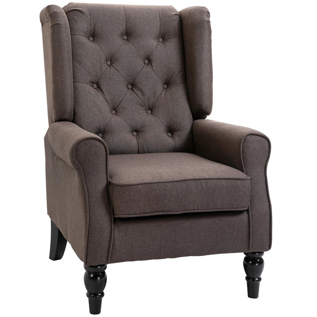 Poltrona capitonnata con braccioli e gambe in legno ¨C zephmum ¨C 74x86x102 cm marrone