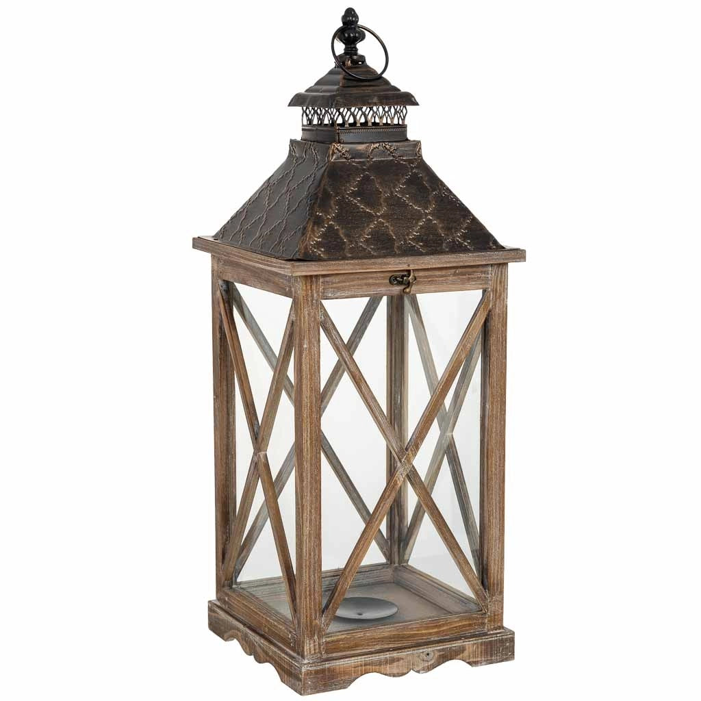 Lanterna in legno 24x24x63h cm