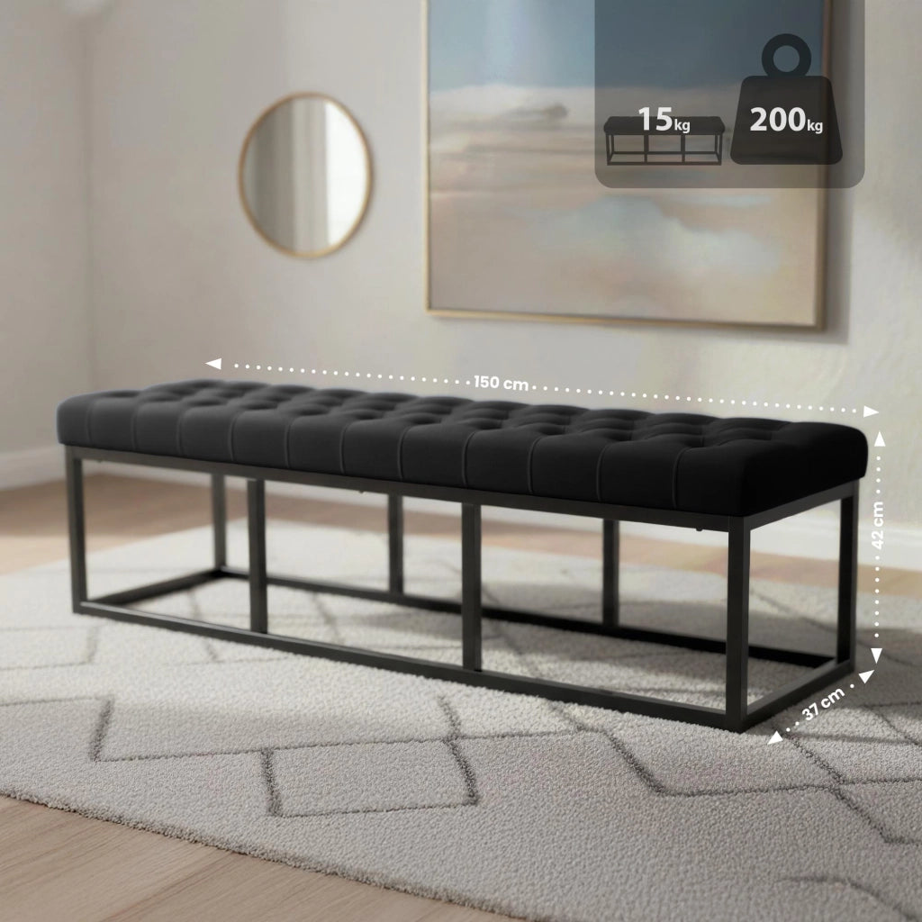 Panca Polson Velluto Nero 150 cm 2