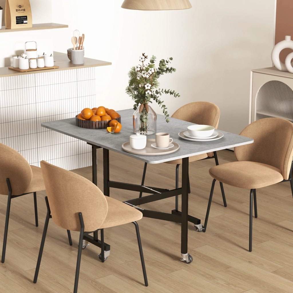 Tavolo pieghevole con rotelle per 4-6 persone ¨C Xylo ¨C legno e acciaio 120x80x73 cm grigio