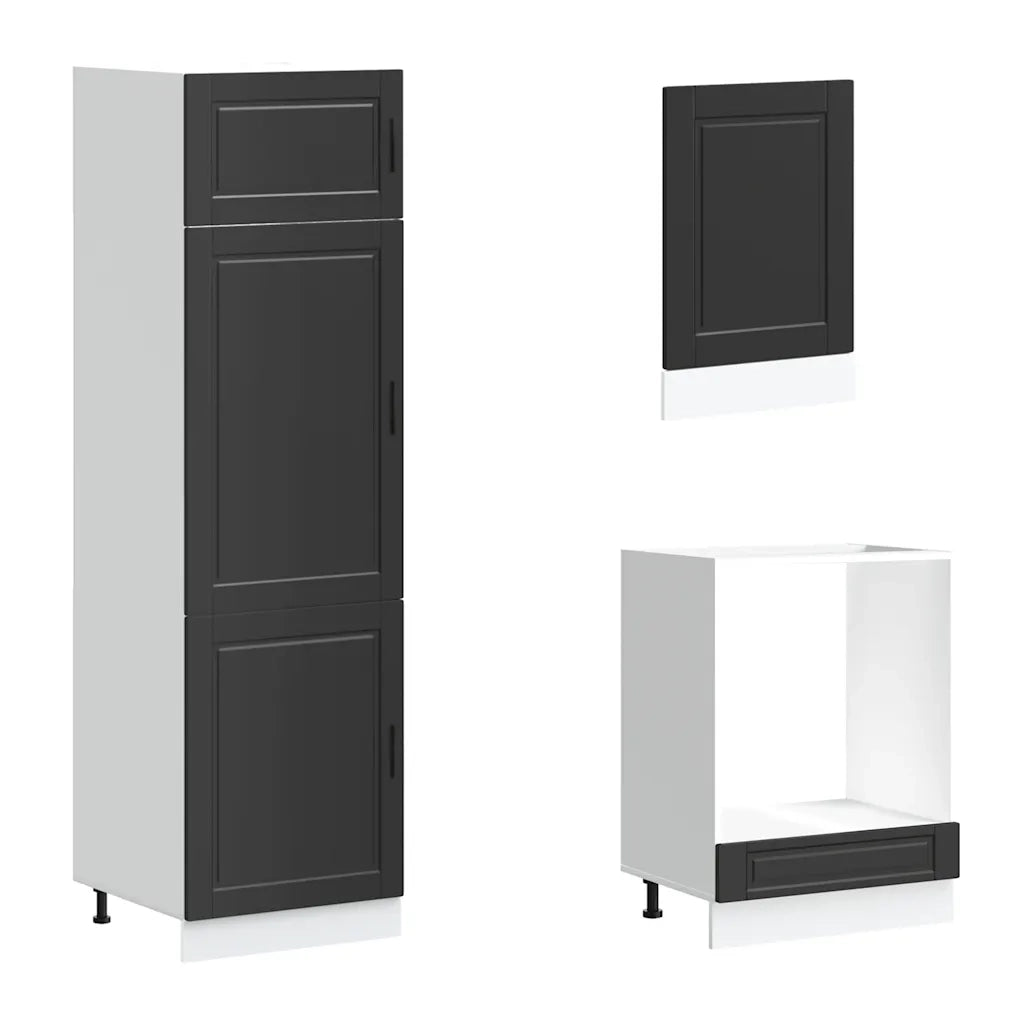 Set Mobili da Cucina 7 pz Kalmar Neri Legno Multistrato