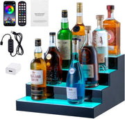 Display per bottiglie con illuminazione LED, 16 pollici 4 livelli pannello per bar home, pannello per whisky 4 livelli in piedi, pannelli per bottiglie in acrilico con telecomando RF