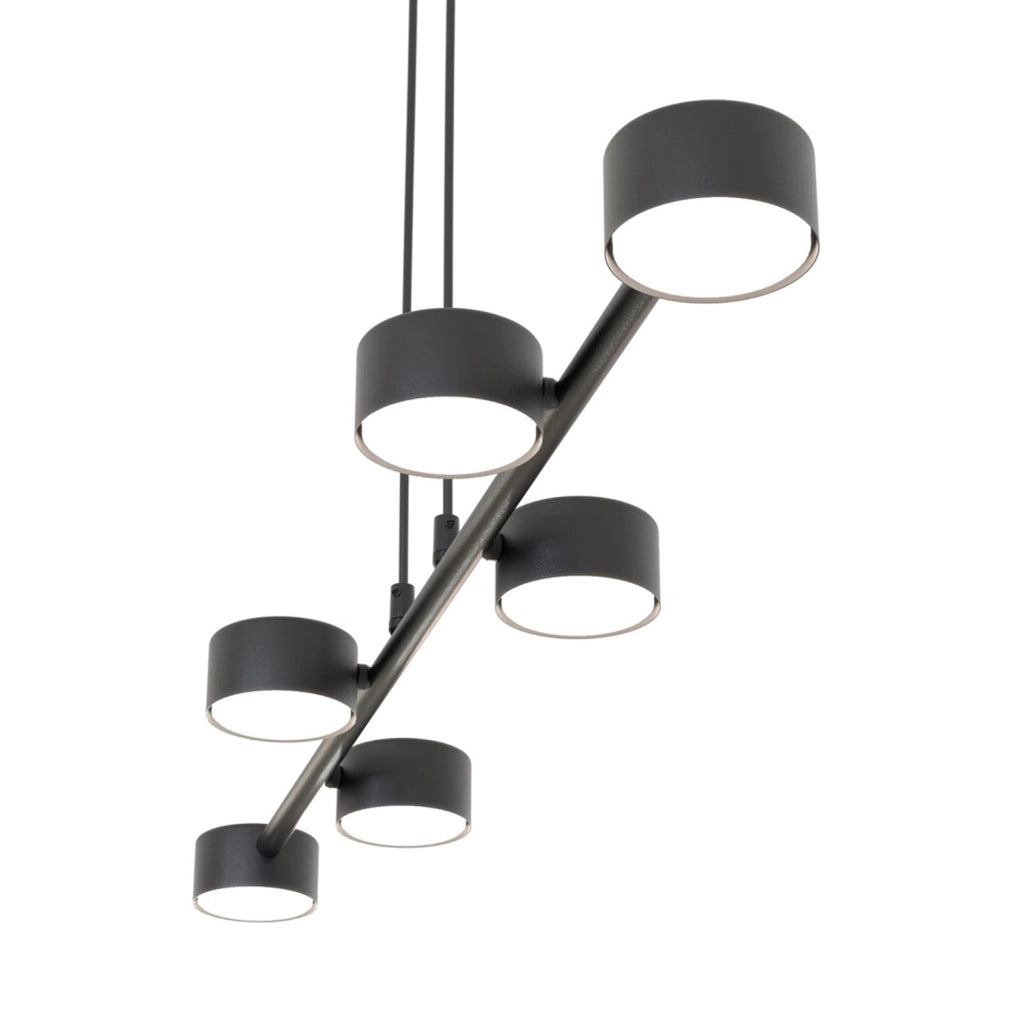 Lampadario Minimal Cyllenius Acciaio Nero 6 Luci Gx53