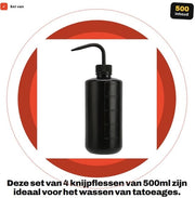Giocatore di tatuaggi 500ml - Pistola a compressione - Bocchetta incurvata - Materiale plastico - Prevenzione della contaminazione - Resistente allo shock