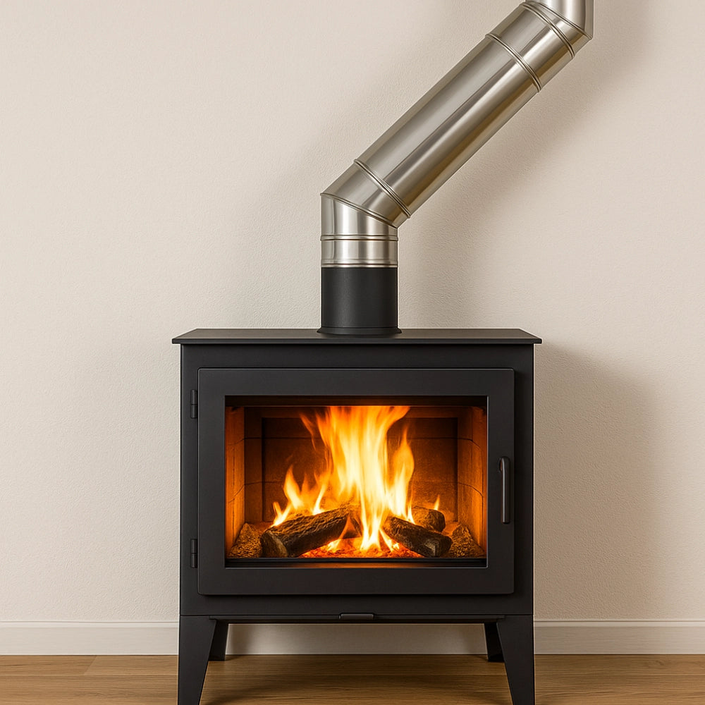 Curva 45° acciaio inox spessore 0,5 mm canna fumaria monoparete *** misura Ø 80 mm, confezione 1