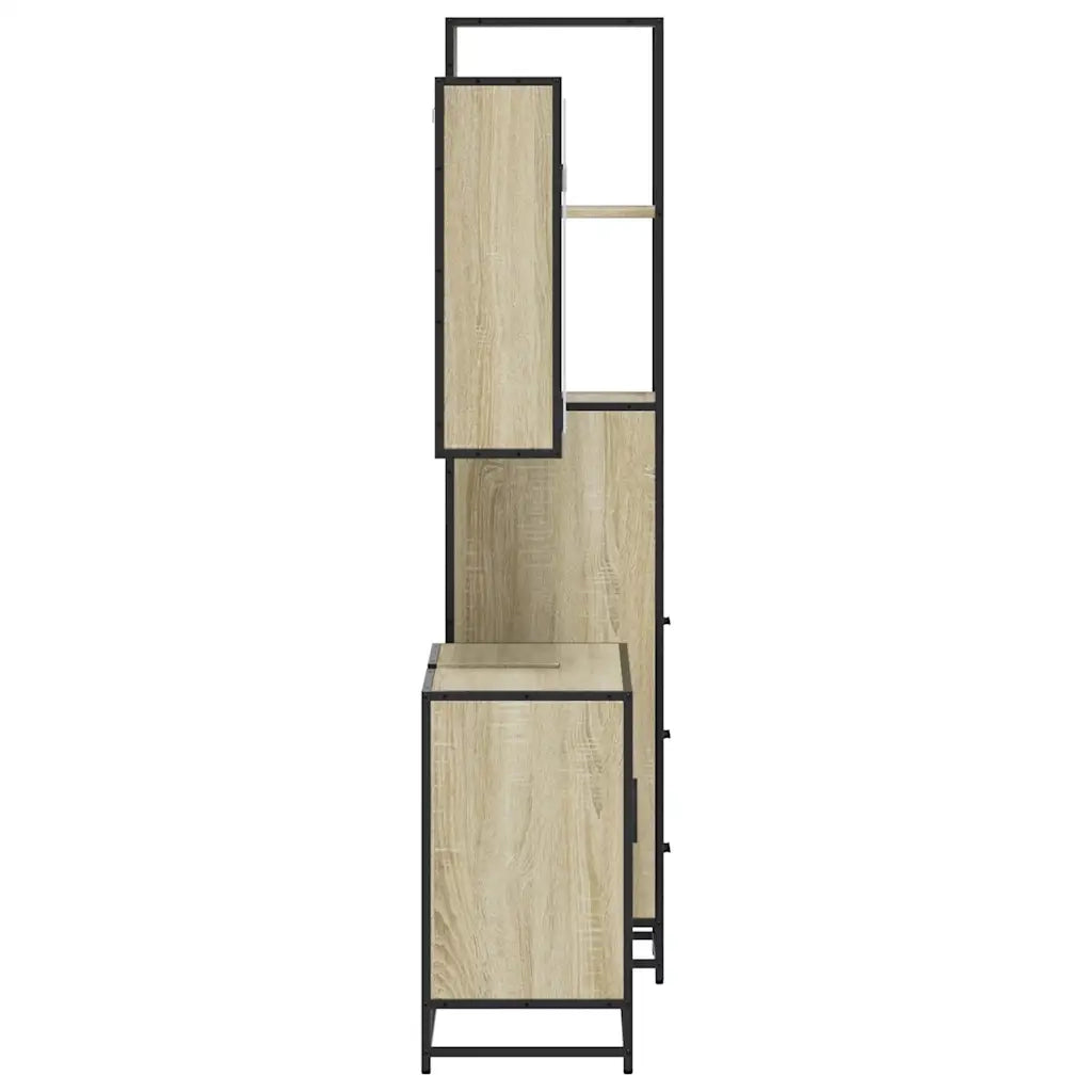Set Mobili da Bagno 3 pz Rovere Sonoma in Legno Multistrato