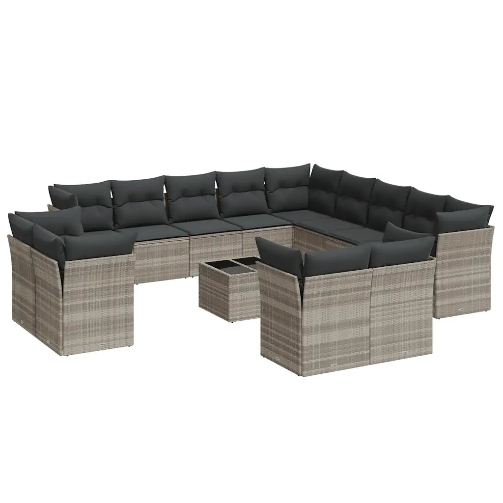Set Divani da Giardino 14pz con Cuscini in Polyrattan