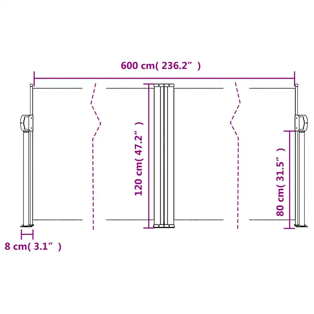 Tenda da Sole Laterale Retrattile Terracotta 120x600 cm 4004603