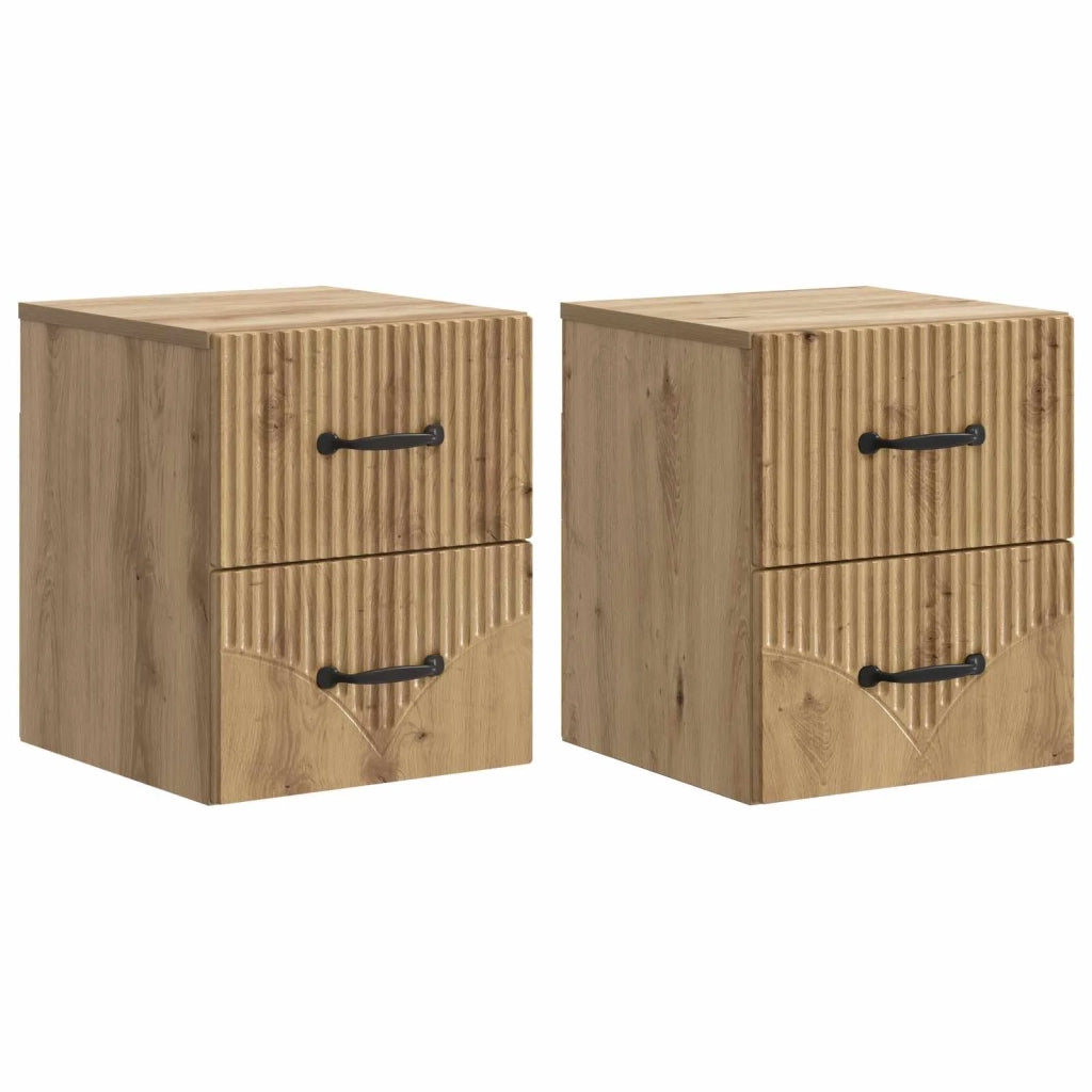 Mobiletto da notte a muro con cassetto 2 pcs Rovere Artigianale 898994