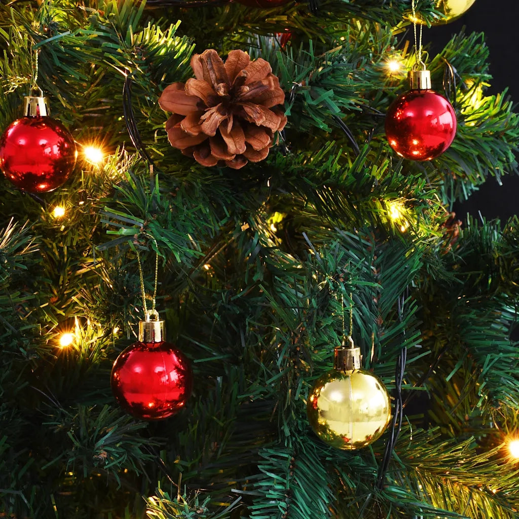 Albero di Natale Artificiale con Palline e LED 150 cm Verde cod mxl 6991