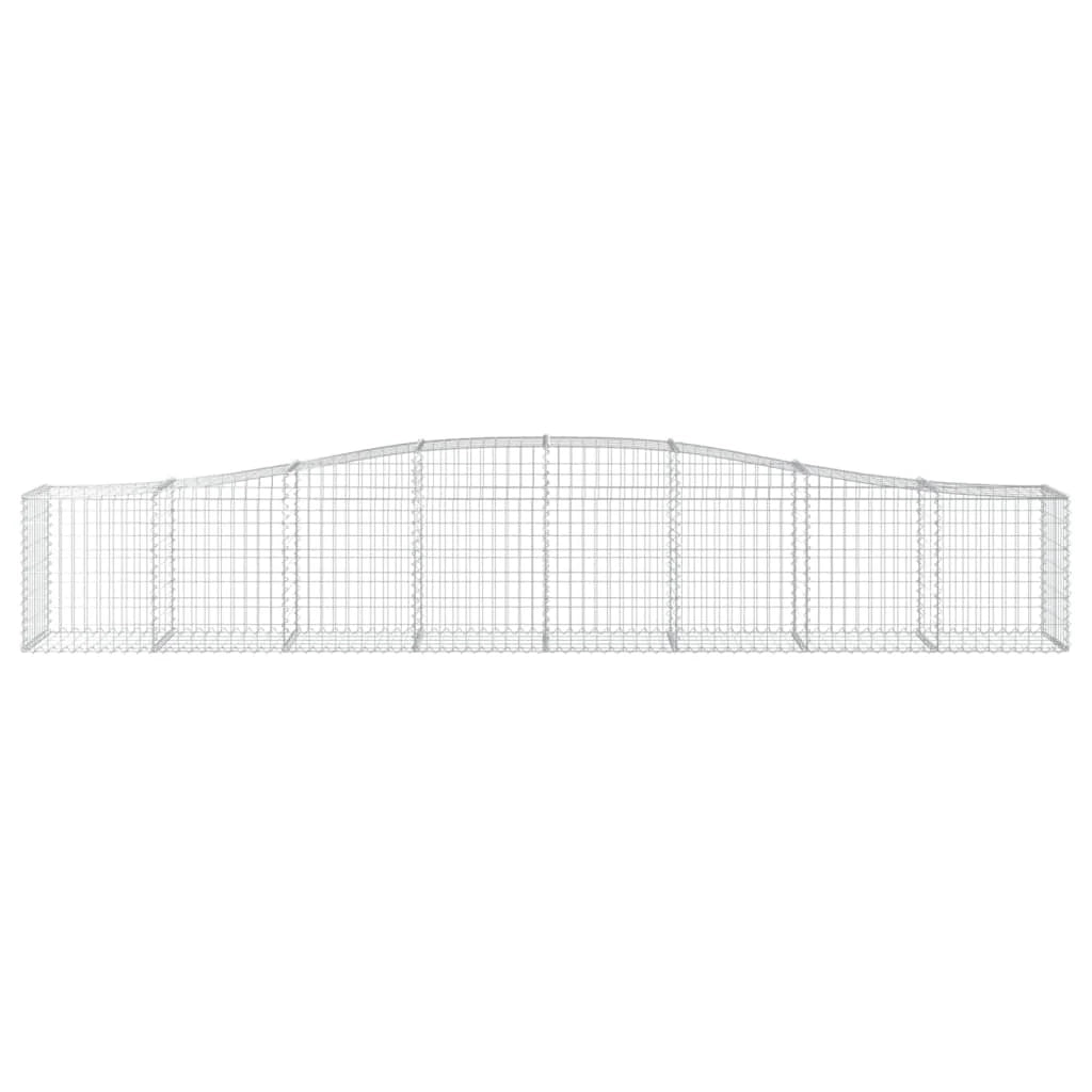 Cestini gabbioni recinzione a gabbia muro di contenimento ad arco 6 pezzi 400 x 50 x 60/80 cm ferro zincato argento 02_0041064