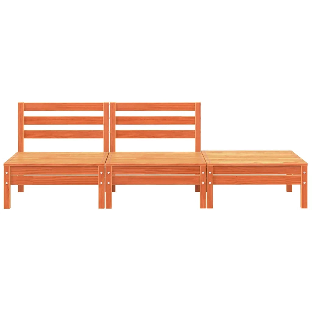 Divano da Giardino a 3 Posti Marrone Cera Legno Massello Pino 838037