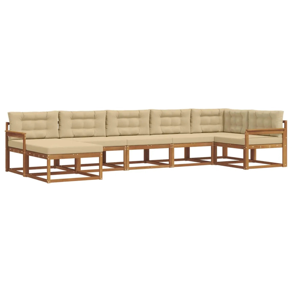 Set di divani da esterno con cuscino 7 pcs Naturale e Beige 3367886