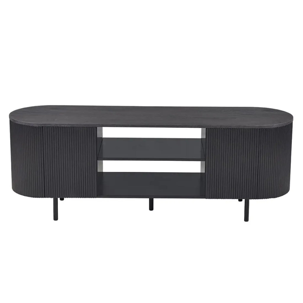 Mobile TV VAGOS – Colore marrone scuro – Mobile TV arrotondato – 2 porte & 2 nicchie – 160 cm – Design contemporaneo