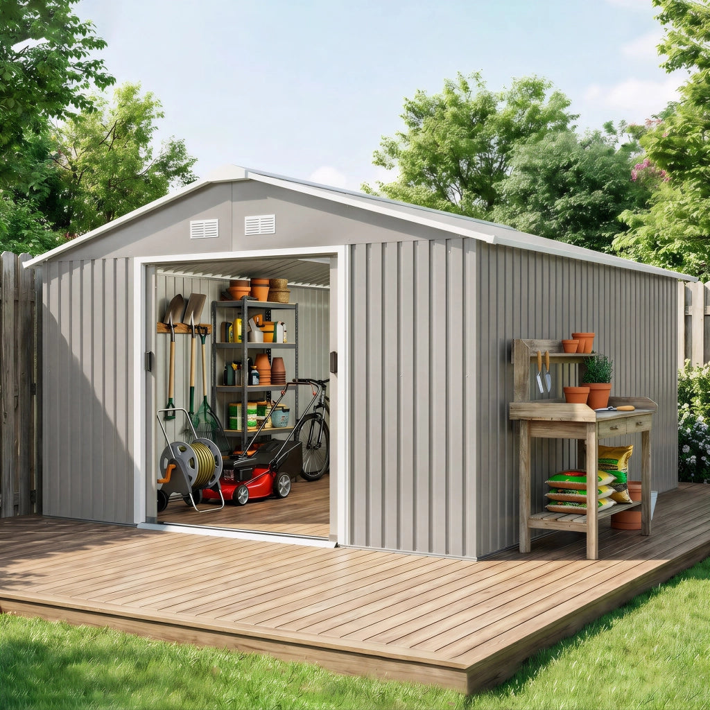 Casetta da Giardino ¨C zephmum ¨C Grigio Acciaio 340x386x200 cm