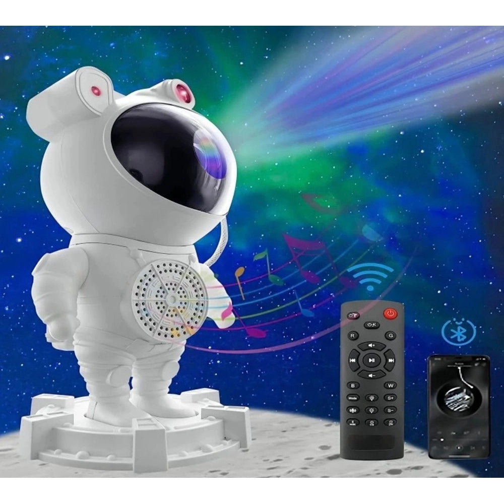 Trade Shop - Proiettore Galassia Luce Notturna Forma Astronauta Altoparlante Bluetooth Telecomando -