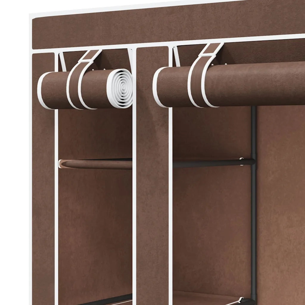 Armadio in Tessuto con Scomparti e Aste 45x150x176 cm Marrone CFW4009919