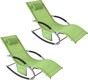 Set di lettini da 2 - Poltrona - Superficie respirante - Cuscino rimovibile - Verde - 158x62x68 cm