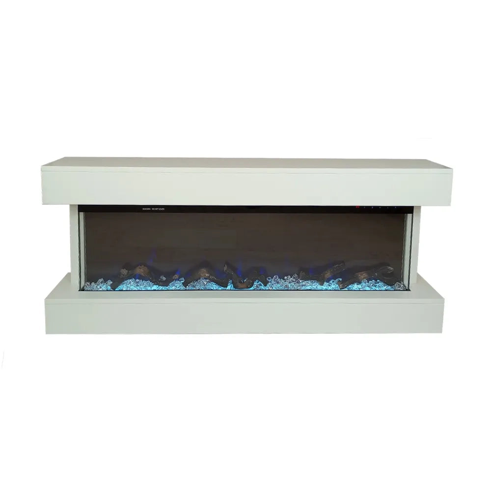 Tempo Style - Camino elettrico a parete e da incasso ALARO PLUS | Stufa ventilata da 750W/1500W a basso consumo (Bianco, 128cm)