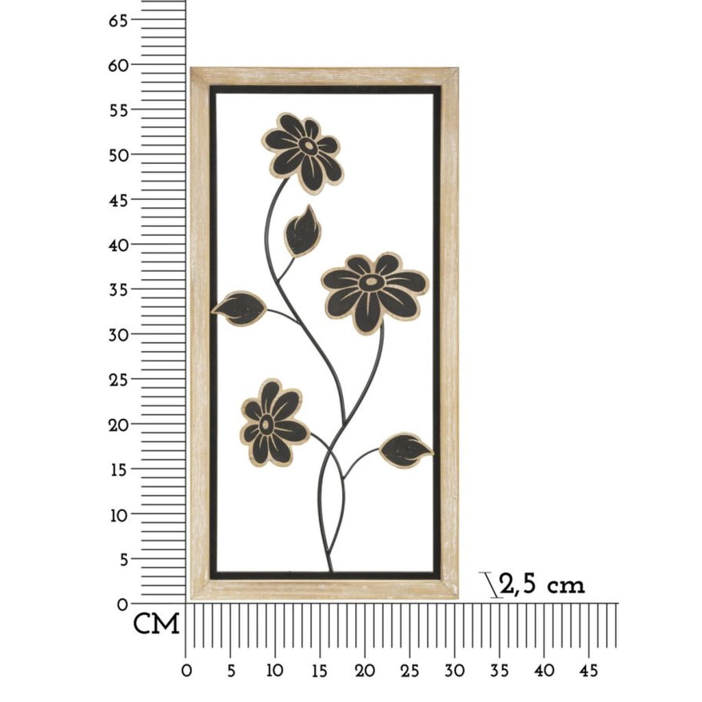 Decorazione in Metallo 3D Fiori 46, Marrone, Metallo, 30x2,5x60 cm