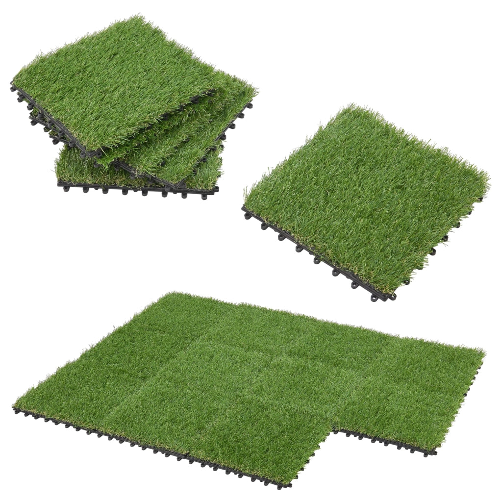Set di 11 piastrelle in erba sintetica ad incastro circa 1 m² 30 x 30 x 2,2 cm 03_0006876