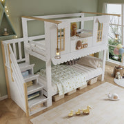 Letto a castello per bambini 90x200 cm con scala contenitore