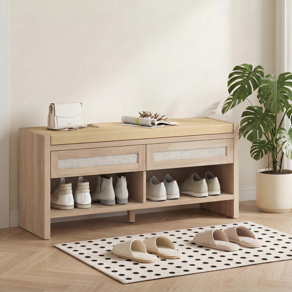 Panca con scarpiera e cassetti ¨C Xylo ¨C Lino, rotino, quercia